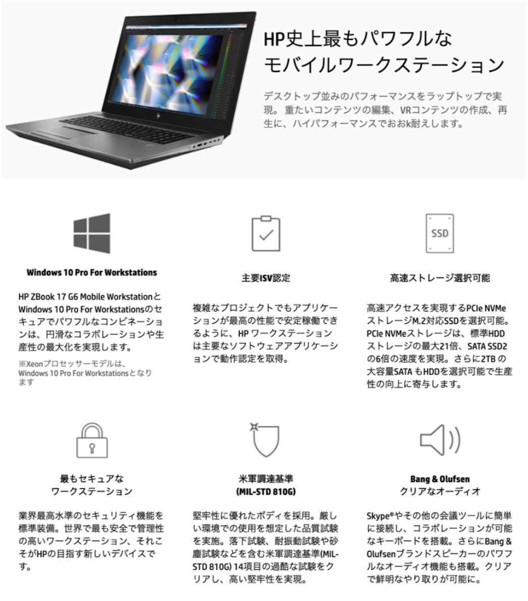 美品 WS HP Zbook17 i7/SSD/ブルーレイ/外付カメラ